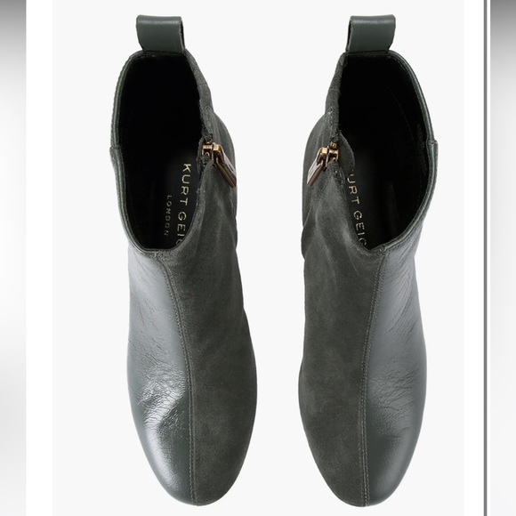 Kurt Geiger Elmer Block heel grey bootie eagle zip up pull on size 36 leather - Picture 2 of 10